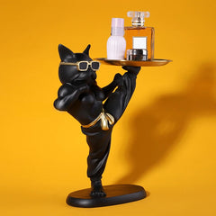 Bulldoggen Skulptur – Moderner Harz Aufbewahrungstablett