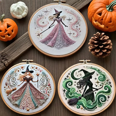 Halloween Stickerei - Baumwoll Hexendesign Kit