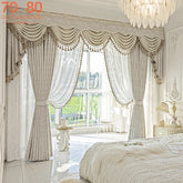 Beige Jacquard Vorhänge – Chenille Design für Villen