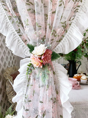 Florale Spitzenvorhänge – Pastoral Pink – Verschiedene Grössen