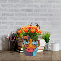Gesichts-Blumentopf – Resin Kunst Design 15.5x16cm