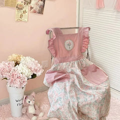 Florale Baumwoll-Schürze – Verstellbar 98x92cm Küche