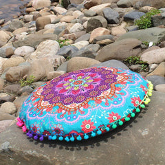 Runde Mandala Kissenhülle – Boho Polyester Deko 43x43cm