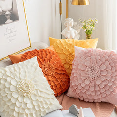 Florales Kissenbezug aus Samt – Handgemachtes 3D Design – Sofa/Bett