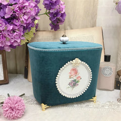 Samt Aufbewahrungsbox – Retro-Design – Perlenbesatz