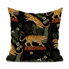 Tiger und Pfau Kissen – Plüsch Baumwoll Design 45x45 cm