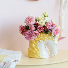 Nordische Einhorn-Vase – Keramik Vintage Stil – Wohndeko