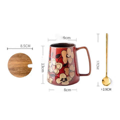 Keramikbecher – Handgezeichnete Blume – 700ml Fassungsvermögen