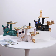 Bulldog Resin Skulptur – Stilvolles Tablett Heimdeko