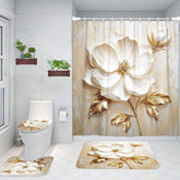 Floraler Duschvorhang – Modern Weiss und Gold – 180x180cm Set