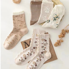 Retro-Stil Socken – Dicke Strick- – 5er Set