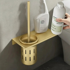 Toilettenbürstenhalter – Gebürstetes Gold Aluminium – Stilvolles Design