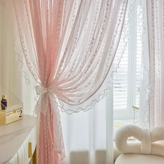 Luxuriöse, transparente Jacquard-Vorhänge aus Tüll im Wohnzimmerstil