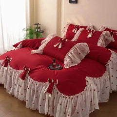 Rote Luxus Bettwäsche – Prinzessinnenstil – Ägyptische Baumwolle