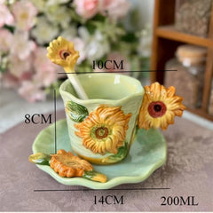 Porzellantasse – Unterglasur Sonnenblume – Umweltfreundlich