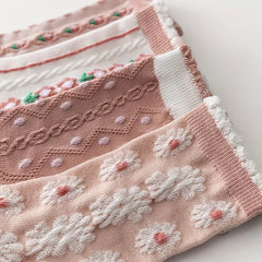 Damen Rosa Blumensocken – Baumwoll-Mix – Allesset