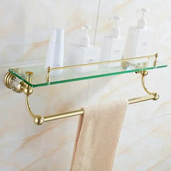 Goldenes Glasregal – Messing Doppelt Wandmontage