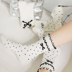 Damen Herbst Socken – Faltiges Strick Design – Mittellänge