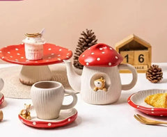 Mushroom Keramiktasse – Cartoon-Design mit Deckel