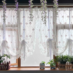 Bestickter Blumen Vorhang – Pink Europa Stil – 150cm
