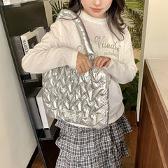 Silberne Canvas-Computertasche – Stilvolles Reise-Design