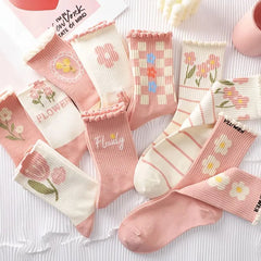 Socken Blumenmuster – Rüschendesign – 9er Set