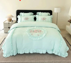 rosafarbenes Mikrofaser-Bettwäsche-Set mit Stickerei in King und Queen Grössen