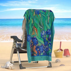Modernes schnelltrocknendes Baumwoll-Strandtuch mit bedrucktem Design, Farbe: Blau, Grösse: 70x140cm