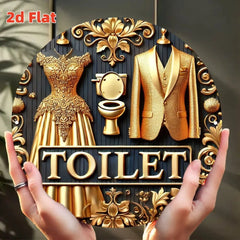 Toilet Wandkunst – Goldenes Blumendesign – 20x20cm