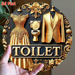 Toilet Wandkunst – Goldenes Blumendesign – 20x20cm