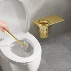 Toilettenbürstenhalter – Gebürstetes Gold Aluminium – Stilvolles Design