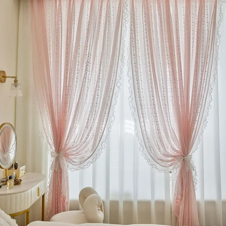 Transparente Prinzessinnen-Vorhänge – Jacquard-Design – Luxus-Wohnzimmer