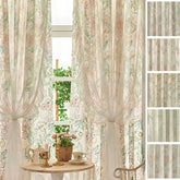 Transparente Spitzengardine aus Polyester mit Blumenmuster, Farbe: Blumen 1, Grösse: 1St-W100xH180cm