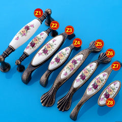 Vintage Möbelgriffe - Keramik & Zinklegierung - Antik Bronze