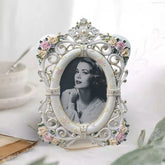 Vintage viktorianischer Resin-Fotorahmen – Klassischer runder Stil