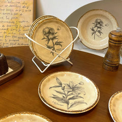 Vintageteller Keramik – Florales Design – 6 Zoll