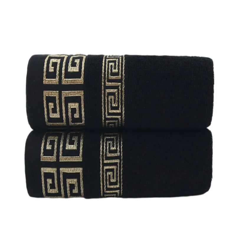 Schwarze Baumwolltücher – Luxuriös Jacquard – 34x74cm/70x140cm