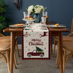 Weihnachtstischläufer – Leinen-Karo – 200x33cm