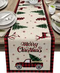 Weihnachtstischläufer – Leinen-Karo – 200x33cm