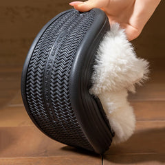 Winter Cartoon-Hundeslippers aus faux Fell, Farbe: Hellgrau, Schuhgrösse: 40-41