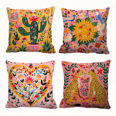 dekorativer Zierkissenbezug mit Blumen- und Tiermuster aus Polyester, Grösse: 45x45 cm, Farbe: A2