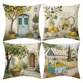 Zitronen Kissenbezug aus Polyester mit einseitigem Druck, Farbe: zitronen, Grösse: 45x45 cm