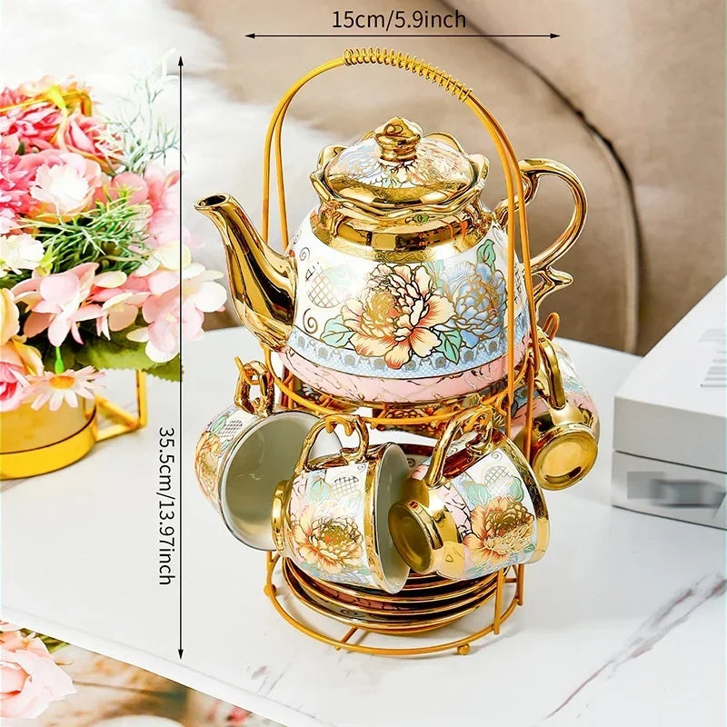 14-teiliges Teeset – Florales Keramik Design