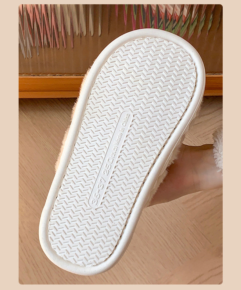 Flauschige Hausschuhe – Baumwolle Schleife – Indoor Winter