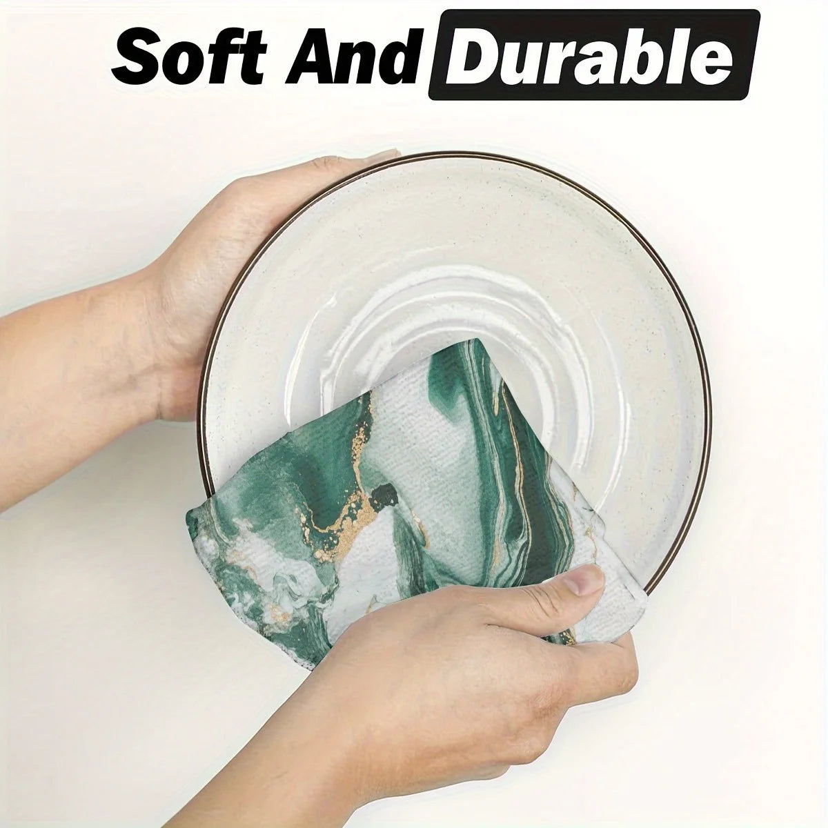 2er Set Küchentücher – Goldfolie Marmor Design – Absorbierend