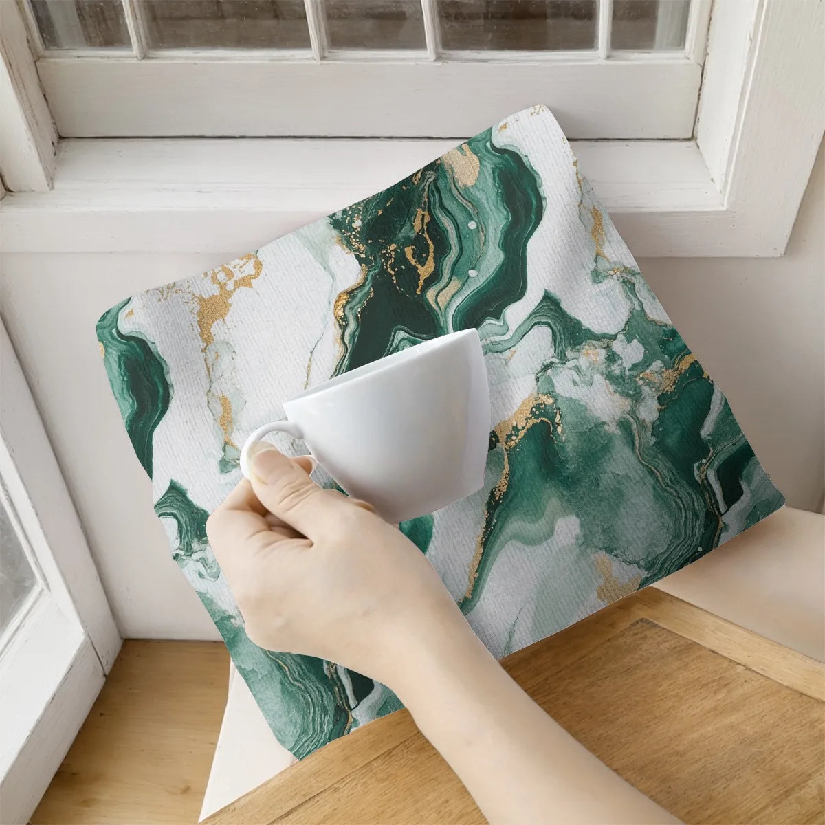 2er Set Küchentücher – Goldfolie Marmor Design – Absorbierend