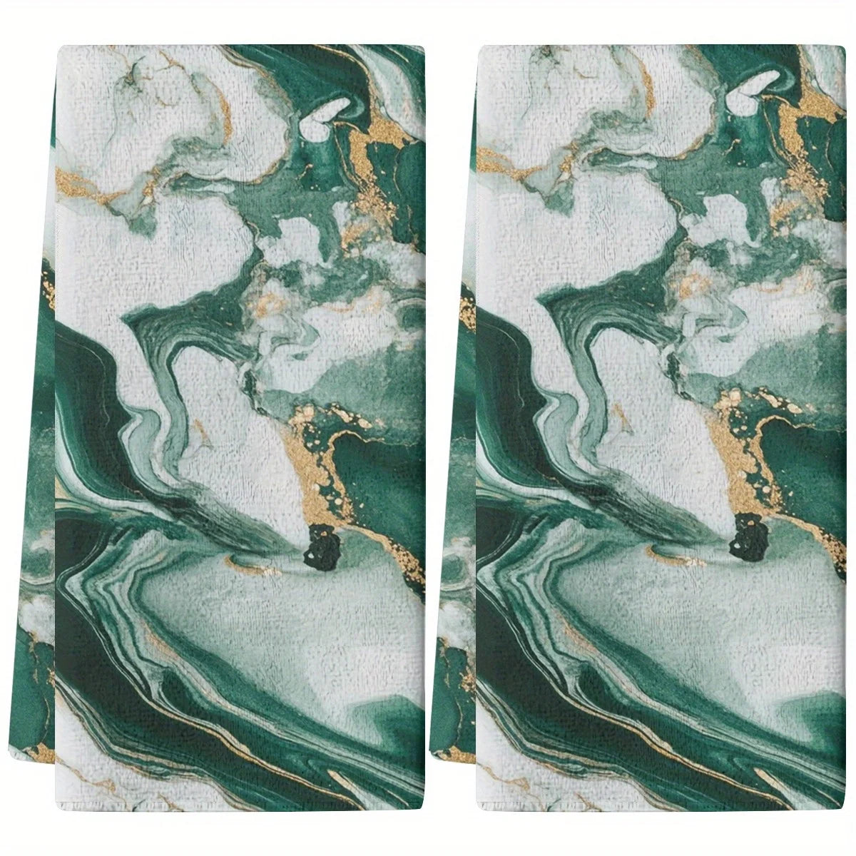 2er Set Küchentücher – Goldfolie Marmor Design – Absorbierend