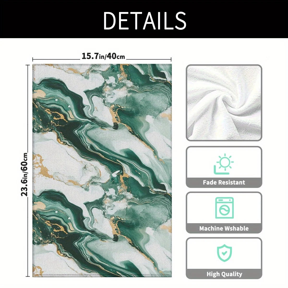 2er Set Küchentücher – Goldfolie Marmor Design – Absorbierend