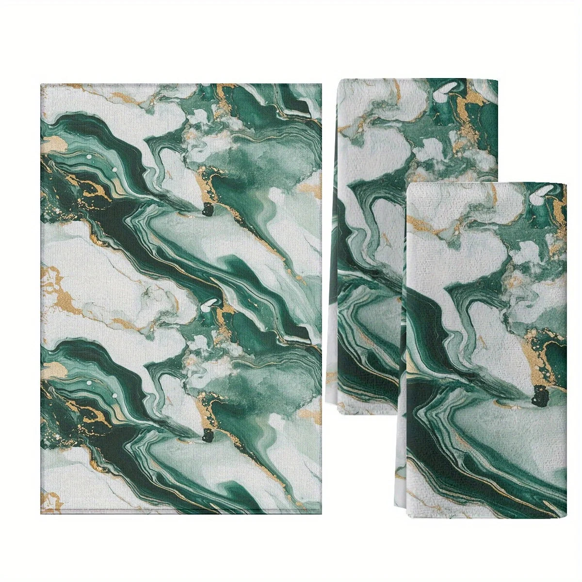 2er Set Küchentücher – Goldfolie Marmor Design – Absorbierend