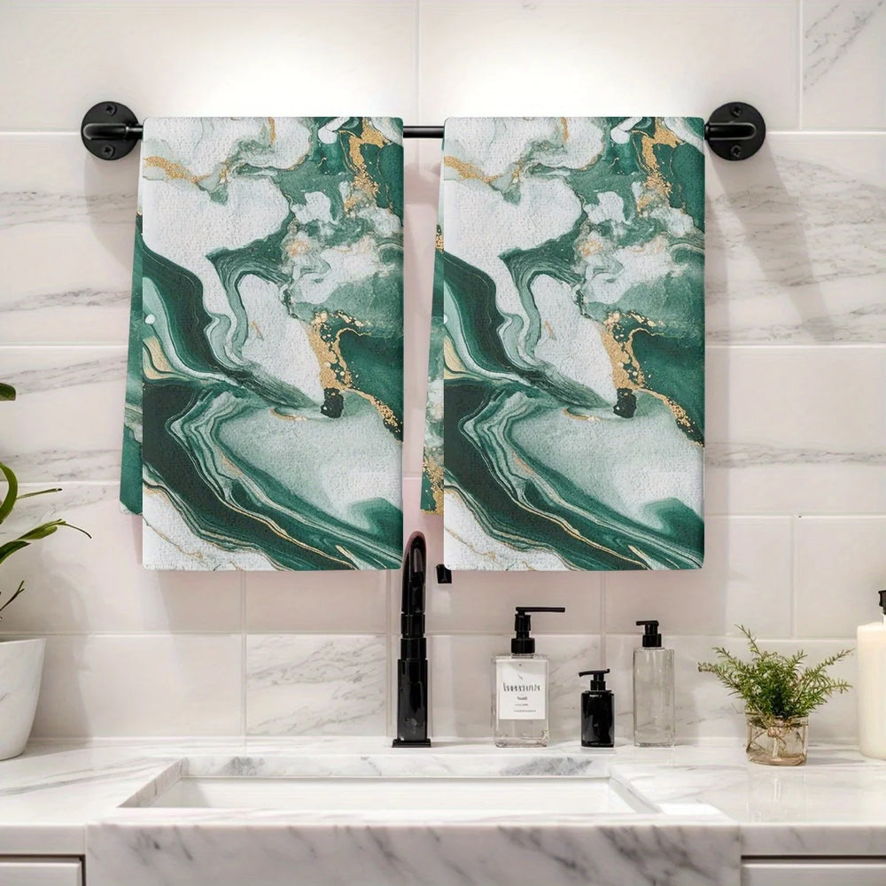 2er Set Küchentücher – Goldfolie Marmor Design – Absorbierend